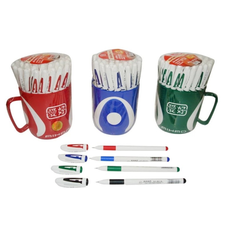 Pix cu gel, verde, set cu cana