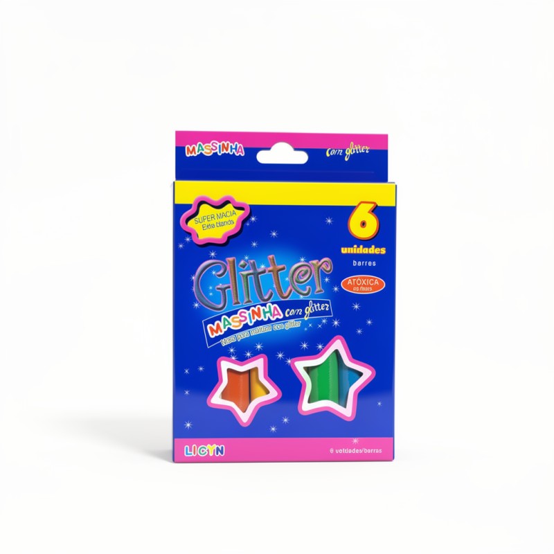 Plastelina, Glitter, 6 Cul/Set