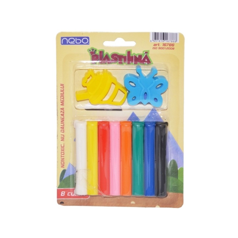 Plastelina Nebo, 8 cul/set, cu forme