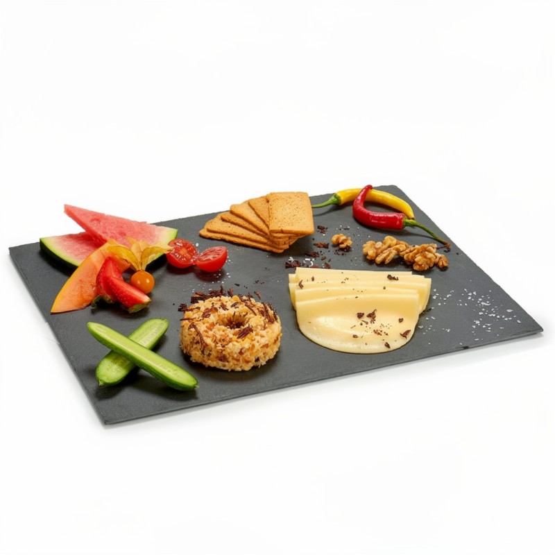 Platou Dreptunghiular din Ardezie Neagra 40 x 30 cm