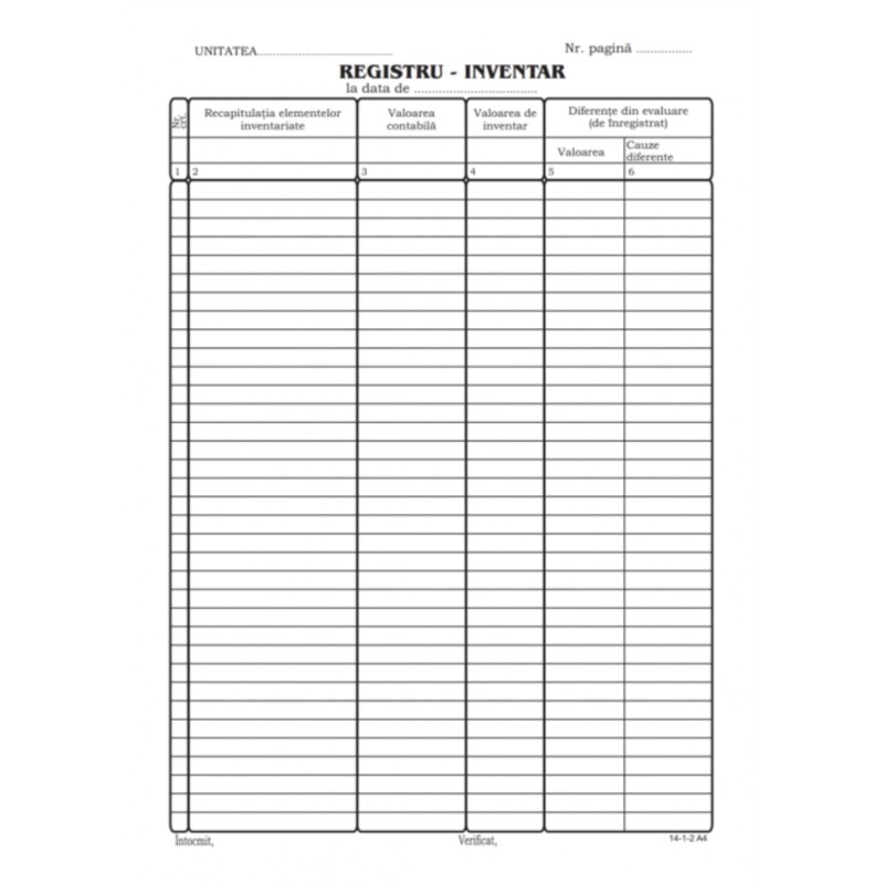 Registru inventar, A4, 100 file, cu coperta