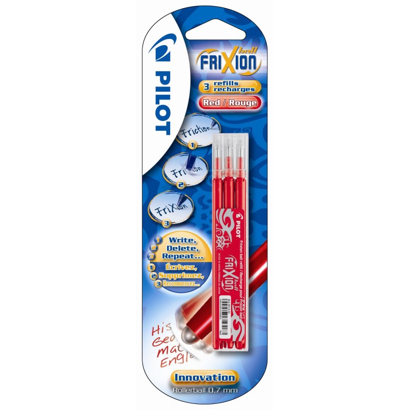 Rezerve roller Pilot Frixion, 0.7 mm, rosu, 3 buc/set