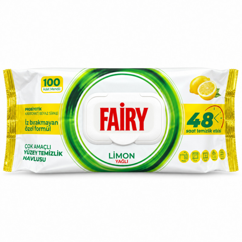 Servetele Umede pentru Curatarea Suprafetelor Fairy, Lamaie, 100 Bucati