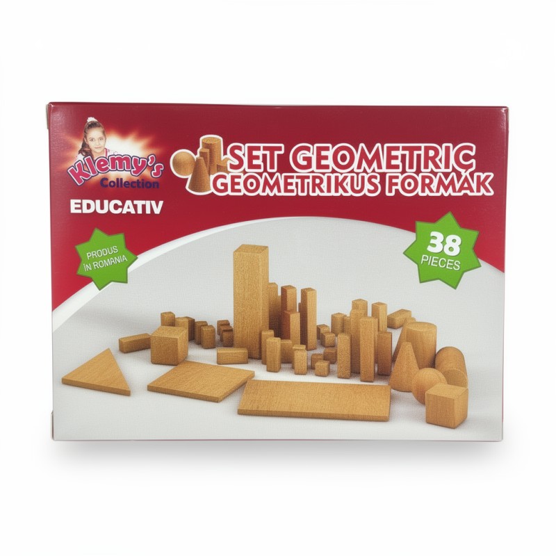 Set Figurine Geometrice din Lemn, 38 pcs/Set