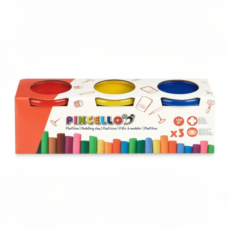 Set Plastilina Pincello, 3 Culori x 100 g