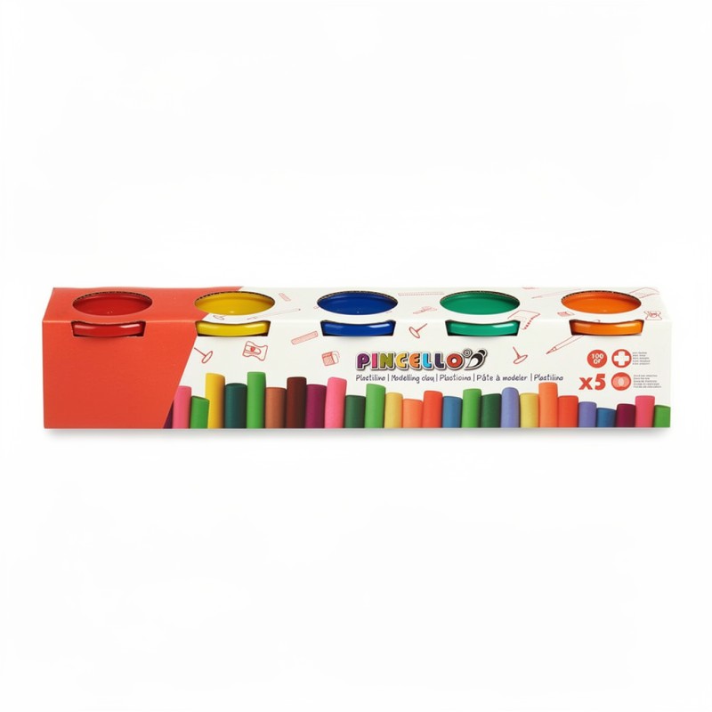 Set Plastilina Pincello, 5 Culori x 100 g