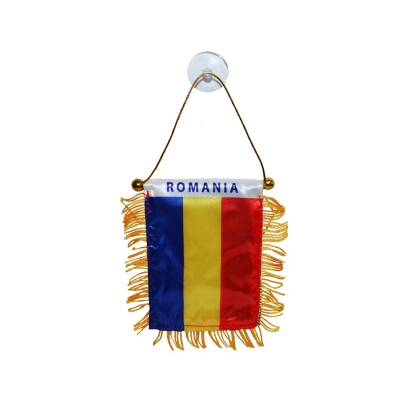 Steag auto, Romania, cu ventuza, 8 x 12 cm