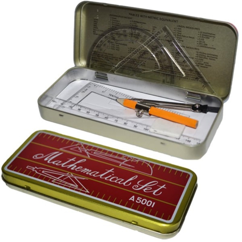 Trusa geometrie, metal, 7 piese